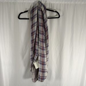 New LOFT The Infinty Scarf Women's OS One Size Brown Plaid Lightweight Round